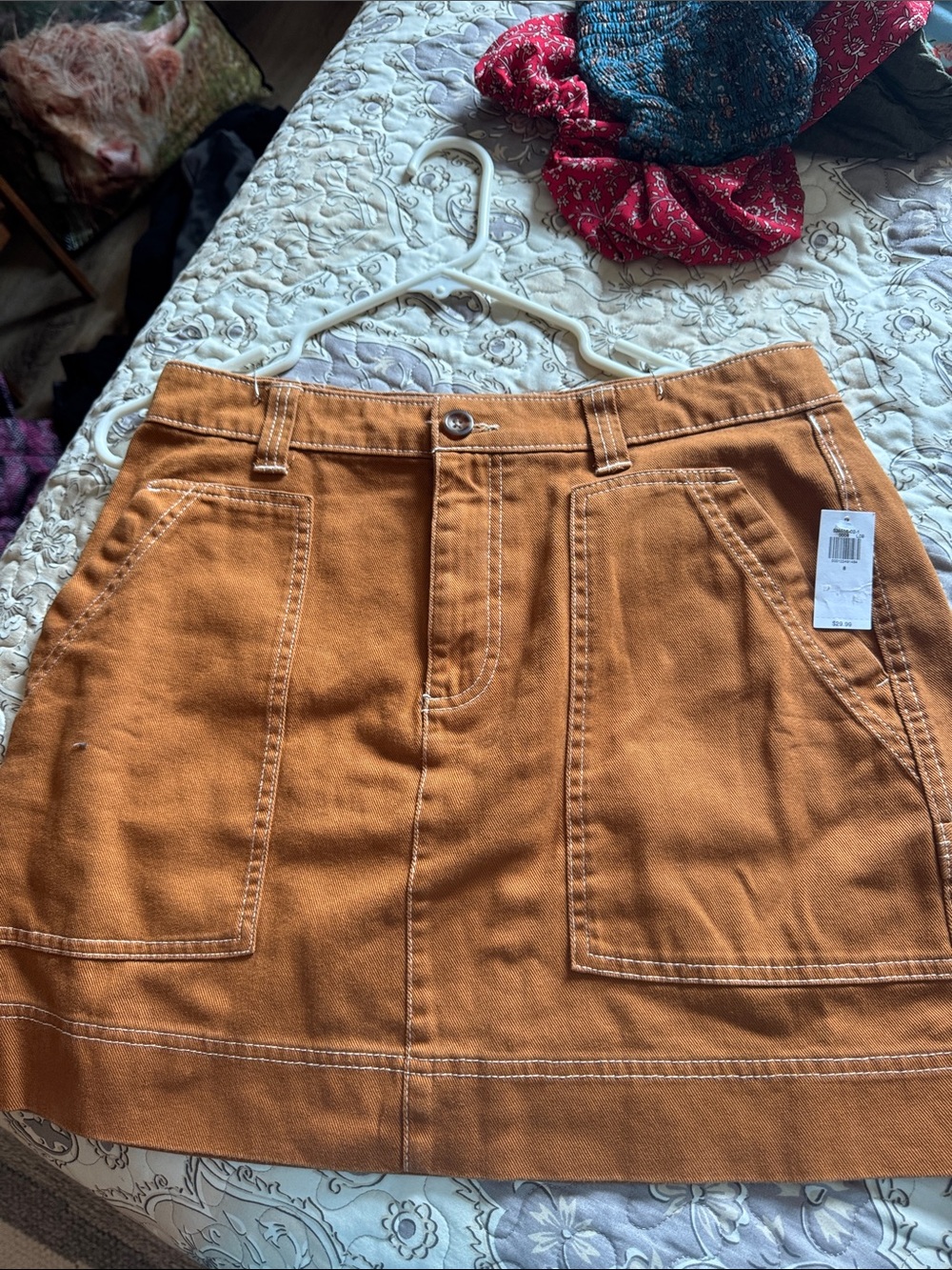 Old Navy Rusty Cotton-Blend Mini Skirt with Patch Pockets